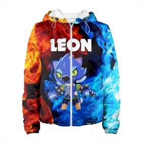Женская куртка 3D с принтом BRAWL STARS LEON в городе Новоалтайск, ткань верха — 100% полиэстер, подклад — флис | прямой крой, подол и капюшон оформлены резинкой с фиксаторами, два кармана без застежек по бокам, один большой потайной карман на груди. Карман на груди застегивается на липучку | bibi | brawl stars | crow | el brown | leon | leon shark | max | sally leon | shark | stars | акула | биби | ворон | леон