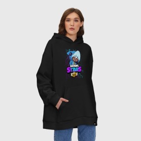Худи SuperOversize хлопок с принтом Brawl Stars LEON SHARK в городе Новоалтайск, 70% хлопок, 30% полиэстер, мягкий начес внутри | карман-кенгуру, эластичная резинка на манжетах и по нижней кромке, двухслойный капюшон
 | brawl | brawl stars | crow | leon | sally | shark | stars | акула | бравл | бравл старс | браво старс | игра | компьютерная | кров | леон | леон акула | онлайн | старс | шарк