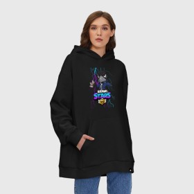 Худи SuperOversize хлопок с принтом Brawl Stars CROW в городе Новоалтайск, 70% хлопок, 30% полиэстер, мягкий начес внутри | карман-кенгуру, эластичная резинка на манжетах и по нижней кромке, двухслойный капюшон
 | brawl | brawl stars | crow | leon | sally | shark | stars | акула | бравл | бравл старс | браво старс | игра | компьютерная | кров | леон | леон акула | онлайн | старс | шарк