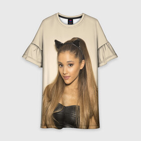 Детское платье 3D с принтом Ariana Grande (Ариана Гранде) в городе Новоалтайск, 100% полиэстер | прямой силуэт, чуть расширенный к низу. Круглая горловина, на рукавах — воланы | ariana grande | актриса | американская певица | ариана | ариана гранде | гранде | девушка | музыка | певица | песни | продюсер