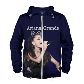 Мужская ветровка 3D с принтом Ariana Grande (Ариана Гранде) в городе Новоалтайск, 100% полиэстер | подол и капюшон оформлены резинкой с фиксаторами, два кармана без застежек по бокам, один потайной карман на груди | ariana grande | актриса | американская певица | ариана | ариана гранде | гранде | девушка | музыка | певица | песни | продюсер