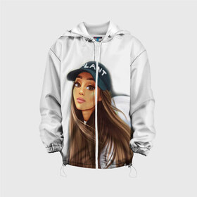 Детская куртка 3D с принтом Ariana Grande (Ариана Гранде) в городе Новоалтайск, 100% полиэстер | застежка — молния, подол и капюшон оформлены резинкой с фиксаторами, по бокам — два кармана без застежек, один потайной карман на груди, плотность верхнего слоя — 90 г/м2; плотность флисового подклада — 260 г/м2 | ariana grande | актриса | американская певица | ариана | ариана гранде | гранде | девушка | музыка | певица | песни | продюсер