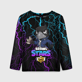 Детский лонгслив 3D с принтом Brawl Stars CROW в городе Новоалтайск, 100% полиэстер | длинные рукава, круглый вырез горловины, полуприлегающий силуэт
 | brawl | brawl stars | crow | leon | sally | shark | stars | акула | бравл | бравл старс | браво старс | игра | компьютерная | кров | леон | леон акула | онлайн | старс | шарк