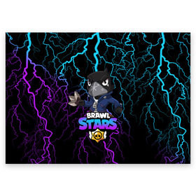Поздравительная открытка с принтом Brawl Stars CROW в городе Новоалтайск, 100% бумага | плотность бумаги 280 г/м2, матовая, на обратной стороне линовка и место для марки
 | brawl | brawl stars | crow | leon | sally | shark | stars | акула | бравл | бравл старс | браво старс | игра | компьютерная | кров | леон | леон акула | онлайн | старс | шарк