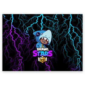 Поздравительная открытка с принтом Brawl Stars LEON SHARK в городе Новоалтайск, 100% бумага | плотность бумаги 280 г/м2, матовая, на обратной стороне линовка и место для марки
 | brawl | brawl stars | crow | leon | sally | shark | stars | акула | бравл | бравл старс | браво старс | игра | компьютерная | кров | леон | леон акула | онлайн | старс | шарк
