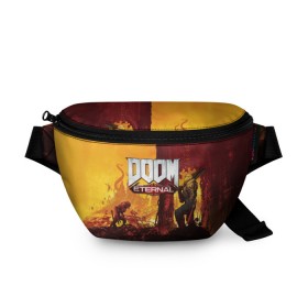 Поясная сумка 3D с принтом DOOM eternal 2020 в городе Новоалтайск, 100% полиэстер | плотная ткань, ремень с регулируемой длиной, внутри несколько карманов для мелочей, основное отделение и карман с обратной стороны сумки застегиваются на молнию | 2020 | dom | doom | eternal | fortnite | pubg | дом | дум | дуум | пабг | пубг | фортнайт