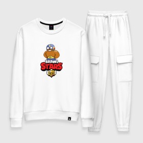 Женский костюм хлопок с принтом BRAWL STARS:ЭЛЬ ПРИМО в городе Новоалтайск, 100% хлопок | на свитшоте круглая горловина, мягкая резинка по низу. Брюки заужены к низу, на них два вида карманов: два 