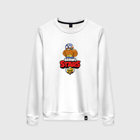 Женский свитшот хлопок с принтом BRAWL STARS:ЭЛЬ ПРИМО в городе Новоалтайск, 100% хлопок | прямой крой, круглый вырез, на манжетах и по низу широкая трикотажная резинка  | bibi | brawl stars | brock | bull | crow | dinomike | el primo | leon | mobile game | nita | poko | ricochet | stars | tara | бравл старс | ворон | леон | мобильные игры