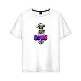 Женская футболка хлопок Oversize с принтом BRAWL STARS:ПОКО в городе Новоалтайск, 100% хлопок | свободный крой, круглый ворот, спущенный рукав, длина до линии бедер
 | bibi | brawl stars | brock | bull | crow | dinomike | el primo | leon | mobile game | nita | poko | ricochet | stars | tara | бравл старс | ворон | леон | мобильные игры