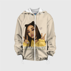 Детская куртка 3D с принтом Ariana Grande (Ариана Гранде) в городе Новоалтайск, 100% полиэстер | застежка — молния, подол и капюшон оформлены резинкой с фиксаторами, по бокам — два кармана без застежек, один потайной карман на груди, плотность верхнего слоя — 90 г/м2; плотность флисового подклада — 260 г/м2 | ariana grande | актриса | американская певица | ариана | ариана гранде | гранде | девушка | музыка | певица | песни | продюсер