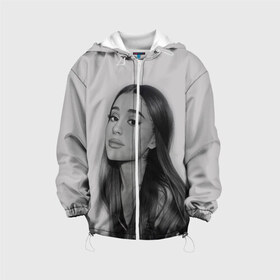 Детская куртка 3D с принтом Ariana Grande (Ариана Гранде) в городе Новоалтайск, 100% полиэстер | застежка — молния, подол и капюшон оформлены резинкой с фиксаторами, по бокам — два кармана без застежек, один потайной карман на груди, плотность верхнего слоя — 90 г/м2; плотность флисового подклада — 260 г/м2 | ariana grande | актриса | американская певица | ариана | ариана гранде | гранде | девушка | музыка | певица | песни | продюсер