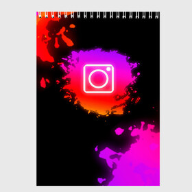 Скетчбук с принтом Instagram в городе Новоалтайск, 100% бумага
 | 48 листов, плотность листов — 100 г/м2, плотность картонной обложки — 250 г/м2. Листы скреплены сверху удобной пружинной спиралью | instagram | брызги краски | инстаграм | краска | логотиб инстаграм | майки с логотипом инстаграм | майки с прикольными картинками | неон | неоновые майки | прикольные картинки | соц сети