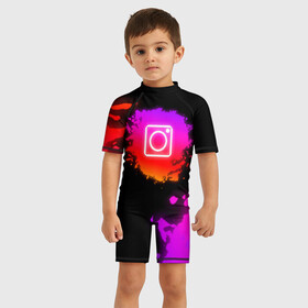 Детский купальный костюм 3D с принтом Instagram в городе Новоалтайск, Полиэстер 85%, Спандекс 15% | застежка на молнии на спине | Тематика изображения на принте: instagram | брызги краски | инстаграм | краска | логотиб инстаграм | майки с логотипом инстаграм | майки с прикольными картинками | неон | неоновые майки | прикольные картинки | соц сети