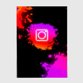 Постер с принтом Instagram в городе Новоалтайск, 100% бумага
 | бумага, плотность 150 мг. Матовая, но за счет высокого коэффициента гладкости имеет небольшой блеск и дает на свету блики, но в отличии от глянцевой бумаги не покрыта лаком | instagram | брызги краски | инстаграм | краска | логотиб инстаграм | майки с логотипом инстаграм | майки с прикольными картинками | неон | неоновые майки | прикольные картинки | соц сети