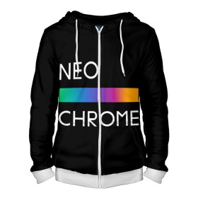 Мужская толстовка 3D на молнии с принтом NEO CHROME в городе Новоалтайск, 100% полиэстер | длина до линии бедра, манжеты и пояс оформлены мягкой тканевой резинкой, двухслойный капюшон со шнурком для регулировки, спереди молния, по бокам два кармана | rgb | контрастный | круг | металл | мудрость | мысль | надпись | палитра | радуга | радужный | символ | сфера | текст | фраза | цветной | яркий
