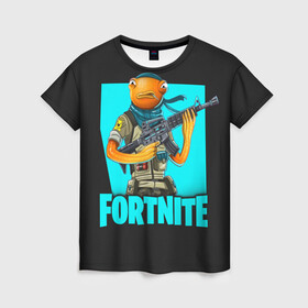 Женская футболка 3D с принтом  Fortnite  в городе Новоалтайск, 100% полиэфир ( синтетическое хлопкоподобное полотно) | прямой крой, круглый вырез горловины, длина до линии бедер | battle | fortnite | funny | kills | royale | save | season | the | twitch | world | битва | борьба | зомби | королевская | оружие | скины | стратегия | фортнайт