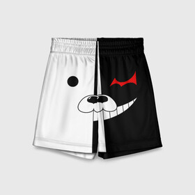 Детские спортивные шорты 3D с принтом Monokuma в городе Новоалтайск,  100% полиэстер
 | пояс оформлен широкой мягкой резинкой, ткань тянется
 | anime | character | dangan ronpa | kawai | manga | аниме | анимэ | глаз | данганронпа | двухцветная | директор | злодей | из | изображение | кавай | крутой | лицо | манга | медведь | милый | мишка | на груди | необычный | нос