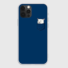 Чехол для iPhone 12 Pro Max с принтом СМАДЖ В КАРМАНЕ в городе Новоалтайск, Силикон |  | Тематика изображения на принте: confused cat at dinner | woman yelling | белый кот | женщина орет на кота | кот | кот мем | кот смадж | котики | кошка | мем | мем с котом | мемы | прикол | смадж | юмор