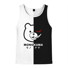 Мужская майка 3D с принтом _Monokuma_ в городе Новоалтайск, 100% полиэстер | круглая горловина, приталенный силуэт, длина до линии бедра. Пройма и горловина окантованы тонкой бейкой | anime | character | dangan ronpa | kawai | manga | аниме | анимэ | глаз | данганронпа | двухцветная | директор | злодей | из | изображение | кавай | крутой | лицо | манга | медведь | милый | мишка | на груди | необычный | нос