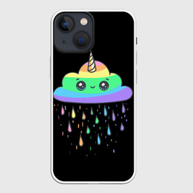 Чехол для iPhone 13 mini с принтом радужный единорог в городе Новоалтайск,  |  | Тематика изображения на принте: like | likee | rainbow | единорог | лайк | облоко | радужный единорог | тучка