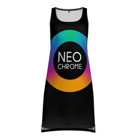 Платье-майка 3D с принтом NEO CHROME в городе Новоалтайск, 100% полиэстер | полуприлегающий силуэт, широкие бретели, круглый вырез горловины, удлиненный подол сзади. | контрастный | металл | радуга | радужный | цветной | яркий