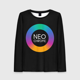 Женский лонгслив 3D с принтом NEO CHROME в городе Новоалтайск, 100% полиэстер | длинные рукава, круглый вырез горловины, полуприлегающий силуэт | контрастный | металл | радуга | радужный | цветной | яркий