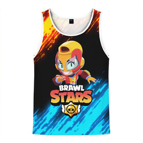 Мужская майка 3D с принтом BRAWL STARS MAX в городе Новоалтайск, 100% полиэстер | круглая горловина, приталенный силуэт, длина до линии бедра. Пройма и горловина окантованы тонкой бейкой | Тематика изображения на принте: bibi | brawl stars | crow | el brown | leon | leon shark | max | sally leon | shark | stars | акула | биби | ворон | леон