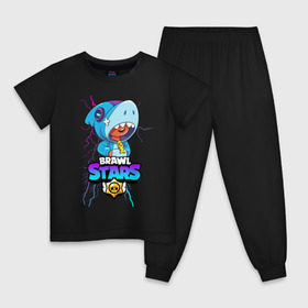 Детская пижама хлопок с принтом BRAWL STARS LEON SHARK в городе Новоалтайск, 100% хлопок |  брюки и футболка прямого кроя, без карманов, на брюках мягкая резинка на поясе и по низу штанин
 | bibi | brawl stars | crow | el brown | leon | leon shark | max | sally leon | shark | stars | акула | биби | ворон | леон