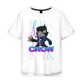 Мужская футболка хлопок Oversize с принтом Brawl Stars CROW в городе Новоалтайск, 100% хлопок | свободный крой, круглый ворот, “спинка” длиннее передней части | brawl | brawl stars | crow | leon | sally | shark | stars | акула | бравл | бравл старс | браво старс | игра | компьютерная | кров | леон | леон акула | онлайн | старс | шарк