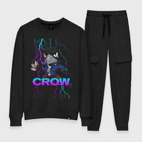 Женский костюм хлопок с принтом Brawl Stars CROW в городе Новоалтайск, 100% хлопок | на свитшоте круглая горловина, мягкая резинка по низу. Брюки заужены к низу, на них два вида карманов: два 