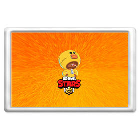 Магнит 45*70 с принтом BRAWL STARS SALLY LEON. в городе Новоалтайск, Пластик | Размер: 78*52 мм; Размер печати: 70*45 | Тематика изображения на принте: bib | brawl stars | colt | crow | el brown | leon | leon shark | max | moba | sally leon | shark | акула | берли | биби | бравл старс | браун | ворон | жанр | игра | кольт | леон | леон акула | макс | нита | шелли