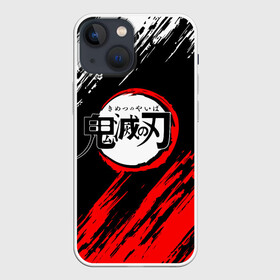 Чехол для iPhone 13 mini с принтом Kimetsu no Yaiba белокрасные полосы в городе Новоалтайск,  |  | demon slayer | demon slayer: kimetsu no yaiba | kimetsu | kimetsu no yaiba | nezuko | slayer | tanjiro | клинок рассекающий демонов | незуко | танджиро | шинобу кочо