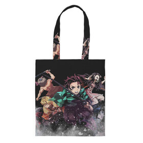 Шоппер 3D с принтом KIMETSU NO YAIBA в городе Новоалтайск, 100% полиэстер | Плотность: 200 г/м2; Размер: 34×35 см; Высота лямок: 30 см | demon slayer | demon slayer: kimetsu no yaiba | kimetsu | kimetsu no yaiba | nezuko | slayer | tanjiro | клинок рассекающий демонов | незуко | танджиро | шинобу кочо