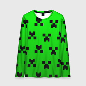 Мужской лонгслив 3D с принтом MINECRAFT в городе Новоалтайск, 100% полиэстер | длинные рукава, круглый вырез горловины, полуприлегающий силуэт | block | criper | cube | minecraft | pixel | блок | геометрия | крафт | крипер | кубики | майнкрафт | пиксели