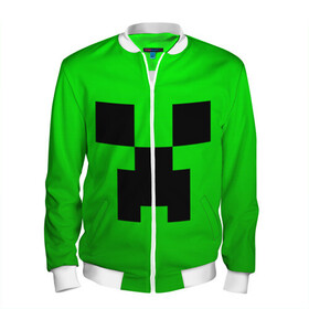 Мужской бомбер 3D с принтом MINECRAFT CREEPER | КРИПЕР в городе Новоалтайск, 100% полиэстер | застегивается на молнию, по бокам два кармана без застежек, по низу бомбера и на воротнике - эластичная резинка | block | criper | cube | minecraft | pixel | блок | геометрия | крафт | крипер | кубики | майнкрафт | пиксели