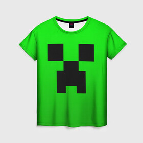 Женская футболка 3D с принтом MINECRAFT CREEPER | КРИПЕР в городе Новоалтайск, 100% полиэфир ( синтетическое хлопкоподобное полотно) | прямой крой, круглый вырез горловины, длина до линии бедер | block | criper | cube | minecraft | pixel | блок | геометрия | крафт | крипер | кубики | майнкрафт | пиксели
