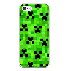Чехол для iPhone 5/5S матовый с принтом MINECRAFT в городе Новоалтайск, Силикон | Область печати: задняя сторона чехла, без боковых панелей | block | criper | cube | minecraft | pixel | блок | геометрия | крафт | крипер | кубики | майнкрафт | пиксели