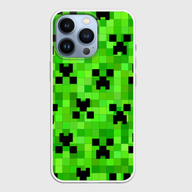 Чехол для iPhone 13 Pro с принтом MINECRAFT | МАЙНКРАФТ в городе Новоалтайск,  |  | block | criper | cube | minecraft | pixel | блок | геометрия | крафт | крипер | кубики | майнкрафт | пиксели
