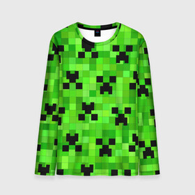 Мужской лонгслив 3D с принтом MINECRAFT | МАЙНКРАФТ в городе Новоалтайск, 100% полиэстер | длинные рукава, круглый вырез горловины, полуприлегающий силуэт | block | criper | cube | minecraft | pixel | блок | геометрия | крафт | крипер | кубики | майнкрафт | пиксели