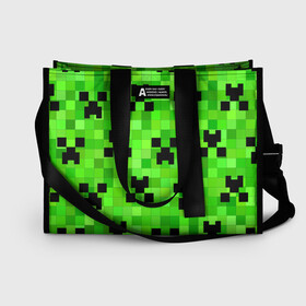 Сумка-шоппер 3D с принтом MINECRAFT в городе Новоалтайск, 100% полиэстер | застегивается на металлическую кнопку; внутренний карман застегивается на молнию. Стенки укреплены специальным мягким материалом, чтобы защитить содержимое от несильных ударов
 | block | criper | cube | minecraft | pixel | блок | геометрия | крафт | крипер | кубики | майнкрафт | пиксели