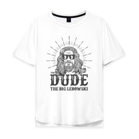 Мужская футболка хлопок Oversize с принтом The Big Lebowski в городе Новоалтайск, 100% хлопок | свободный крой, круглый ворот, “спинка” длиннее передней части | Тематика изображения на принте: 2020 | art | big lebowski | dude | english | film | movie | poster | retro | актёр | америка | английский | арт | бог | большой лебовски | братья | год | джефф бриджес | звёзды | кино | лебовский | леон | на английском | надпись