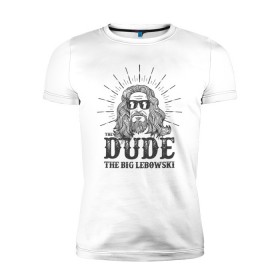 Мужская футболка премиум с принтом The Big Lebowski в городе Новоалтайск, 92% хлопок, 8% лайкра | приталенный силуэт, круглый вырез ворота, длина до линии бедра, короткий рукав | 2020 | art | big lebowski | dude | english | film | movie | poster | retro | актёр | америка | английский | арт | бог | большой лебовски | братья | год | джефф бриджес | звёзды | кино | лебовский | леон | на английском | надпись