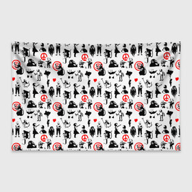 Флаг-баннер с принтом Banksy в городе Новоалтайск, 100% полиэстер | размер 67 х 109 см, плотность ткани — 95 г/м2; по краям флага есть четыре люверса для крепления | banksy | анархизм | андерграунд | антивоенное движение | антиимпериализм | антикапитализм | бенкс | бенкси | бристоль | бэнкс | бэнкси | граффити | нигилизм | стрит арт | художник
