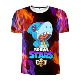 Мужская футболка 3D спортивная с принтом BRAWL STARS LEON SHARK в городе Новоалтайск, 100% полиэстер с улучшенными характеристиками | приталенный силуэт, круглая горловина, широкие плечи, сужается к линии бедра | bibi | brawl stars | crow | el brown | leon | leon shark | max | sally leon | shark | stars | акула | биби | ворон | леон