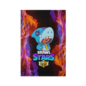 Обложка для паспорта матовая кожа с принтом BRAWL STARS LEON SHARK в городе Новоалтайск, натуральная матовая кожа | размер 19,3 х 13,7 см; прозрачные пластиковые крепления | bibi | brawl stars | crow | el brown | leon | leon shark | max | sally leon | shark | stars | акула | биби | ворон | леон