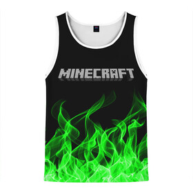 Мужская майка 3D с принтом MINECRAFT FIRE в городе Новоалтайск, 100% полиэстер | круглая горловина, приталенный силуэт, длина до линии бедра. Пройма и горловина окантованы тонкой бейкой | Тематика изображения на принте: block | creeper | cube | minecraft | pixel | блок | геометрия | крафт | крипер | кубики | майнкрафт | пиксели