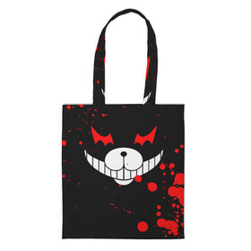 Шоппер 3D с принтом MONOKUMA в городе Новоалтайск, 100% полиэстер | Плотность: 200 г/м2; Размер: 34×35 см; Высота лямок: 30 см | anime | bear | black  white | danganronpa | kurokuma | monodam | monokuma | monomi | monotaro | rabbit | school | shirokuma | аниме | главарь | мoноми | монокума | черно белый | школа