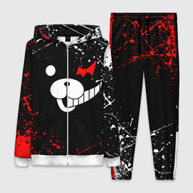 Женский костюм 3D с принтом MONOKUMA краснобелые брызги в городе Новоалтайск,  |  | anime | bear | black  white | danganronpa | kurokuma | monodam | monokuma | monomi | monotaro | rabbit | school | shirokuma | аниме | главарь | мoноми | монокума | черно белый | школа