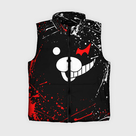 Женский жилет утепленный 3D с принтом MONOKUMA краснобелые брызги в городе Новоалтайск,  |  | Тематика изображения на принте: anime | bear | black  white | danganronpa | kurokuma | monodam | monokuma | monomi | monotaro | rabbit | school | shirokuma | аниме | главарь | мoноми | монокума | черно белый | школа