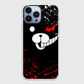 Чехол для iPhone 13 Pro Max с принтом MONOKUMA краснобелые брызги в городе Новоалтайск,  |  | anime | bear | black  white | danganronpa | kurokuma | monodam | monokuma | monomi | monotaro | rabbit | school | shirokuma | аниме | главарь | мoноми | монокума | черно белый | школа